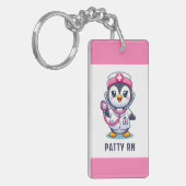 Cute Penguin Nurse Pink Stethoscope Custom Schlüsselanhänger (Vorderseite links)