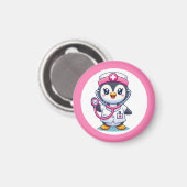 Cute Penguin Nurse Pink Stethoscope Magnet (Vorderseite/Rückseite)