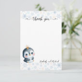 Cute Penguin Princess Birthday I Baby Shower Dankeskarte (Stehend Vorderseite)