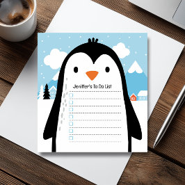Cute Penguin Snow To Do List Children Illustration Notizblock