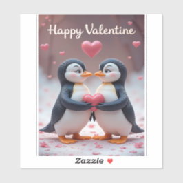 Cute Penguin Valentine Adorable Couple Love Aufkleber