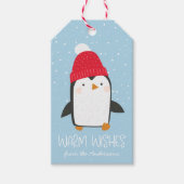 Cute Penguin Warm Wishes Holiday Geschenkanhänger (Vorderseite)