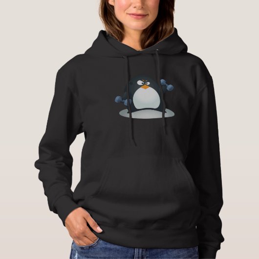 Cute Penguin Weight Training Dumbbell Workout Hoodie (Vorderseite)