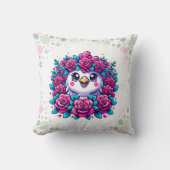 Cute Penguin with Rose Garland Kissen (Vorderseite)