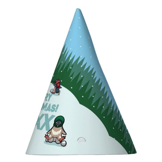 Cute Penguins Add The Year Merry Christmas! Winter Partyhütchen (Rechts)