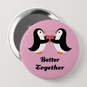 Cute Penguins Better Together Pink Heart Love Button (Vorne & Hinten)