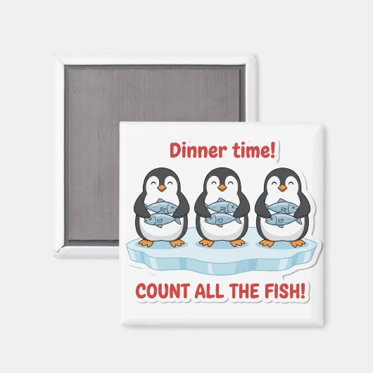 Cute Penguins Dinner Time Counting Fish Math Game  Magnet (Vorderseite/Rückseite)