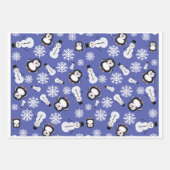 Cute Penguins & Snowmen Winter Pattern Wrapping  Geschenkpapier Set (Vorderseite 2)