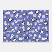 Cute Penguins & Snowmen Winter Pattern Wrapping  Geschenkpapier Set (Vorderseite)