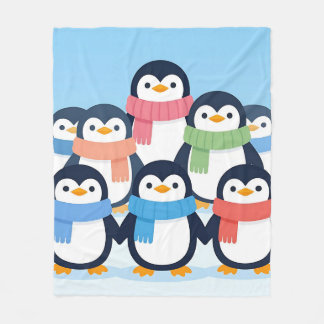 Cute Penguins Winter Scarves Group Hug Fleecedecke