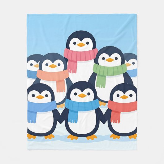 Cute Penguins Winter Scarves Group Hug Fleecedecke (Vorderseite)
