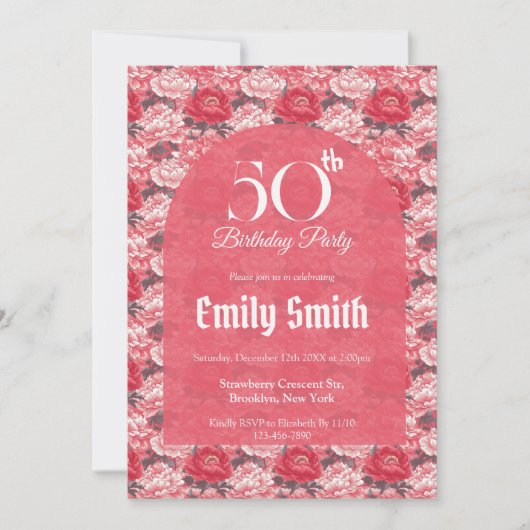 Cute Peonies Charm Outdoor Birthday Einladung (Vorderseite)