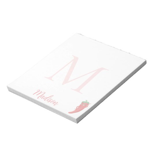 Cute Pepper Custom Name Initial  Notizblock (Rotiert)