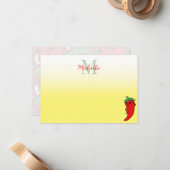 Cute Pepper Drawing Personalized Monogram Note Ca Mitteilungskarte (Vorderseite/Rückseite Beispiel)