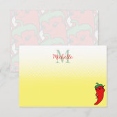 Cute Pepper Drawing Personalized Monogram Note Ca Mitteilungskarte (Vorne/Hinten)