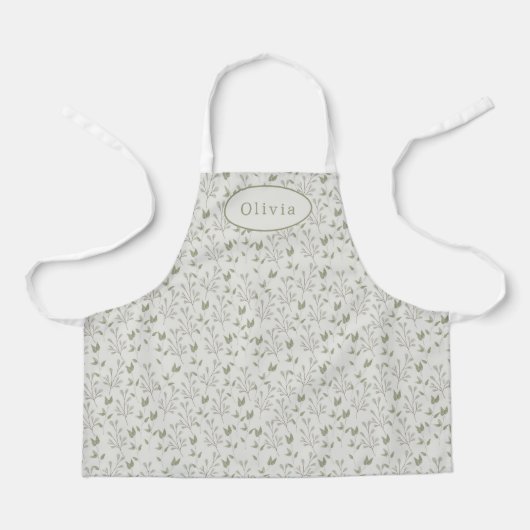 Cute Personalised Botanical Leaf Pattern Apron Schürze (Vorderseite)