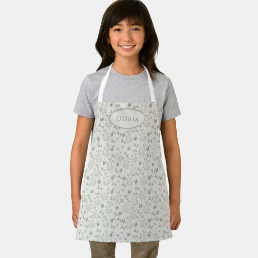 Cute Personalised Botanical Leaf Pattern Apron Schürze (Insitu)