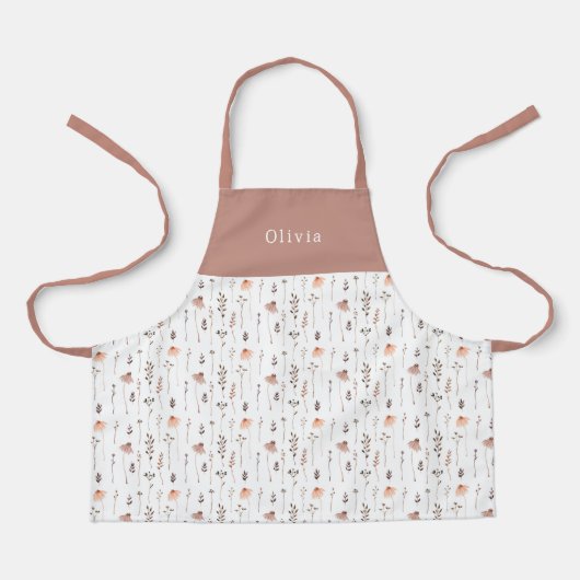 Cute Personalised Floral Botanical Pattern Apron Schürze (Vorderseite)