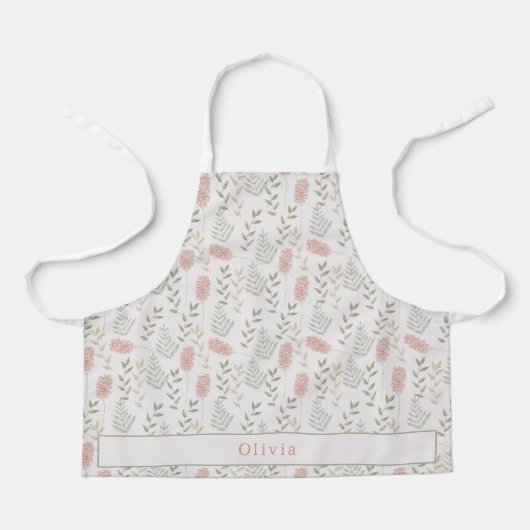 Cute Personalised Floral Botanical Pattern Apron Schürze (Vorderseite)
