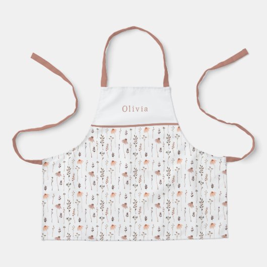 Cute Personalised Floral Botanical Pattern Apron Schürze (Vorderseite)