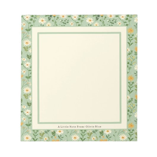 Cute Personalised Green Floral Botanical Note List Notizblock (Vorderseite)