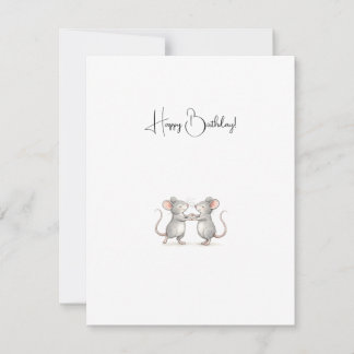 Cute Personalised Happy Birthday Mice. Mitteilungskarte