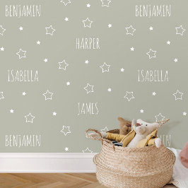 Cute personalisierte Name Star Green Kids Nursery Tapete