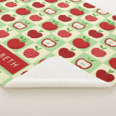 Cute Personalized Apple Pattern Check Cozy Teacher Sherpadecke (3/4)