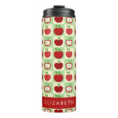 Cute Personalized Apple Pattern Check Thermosbecher (Vorderseite)