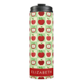Cute Personalized Apple Pattern Check Thermosbecher