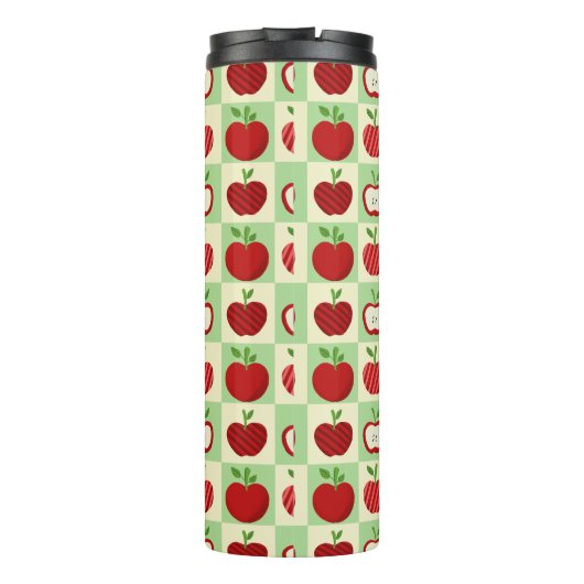Cute Personalized Apple Pattern Check Thermosbecher (Rückseite)