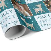 Cute Personalized Baby Photo Reindeer Christmas Geschenkpapier (Rolleneckpunkt)
