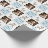 Cute Personalized Baby Photo Reindeer Christmas Geschenkpapier (Ecke)