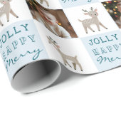 Cute Personalized Baby Photo Reindeer Christmas Geschenkpapier (Rolleneckpunkt)