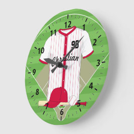 Cute Personalized Baseball Große Wanduhr