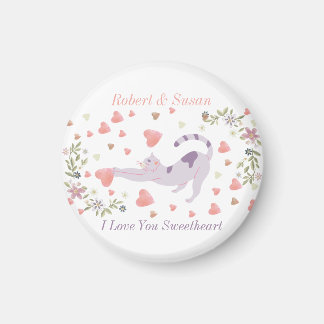 Cute Personalized Cat Love Valentine Magnet