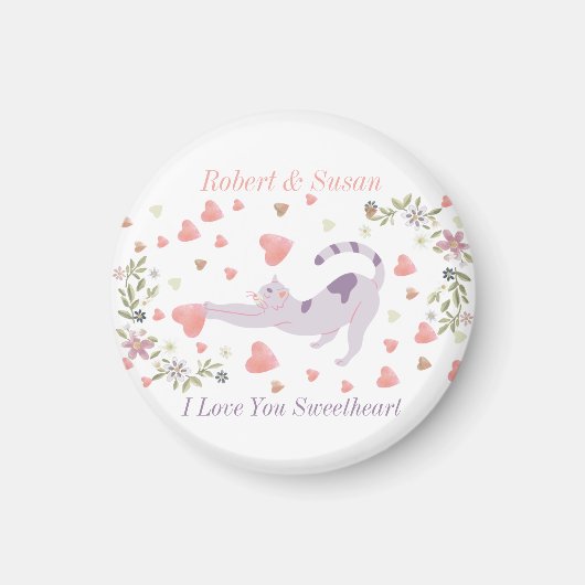 Cute Personalized Cat Love Valentine Magnet (Vorne)