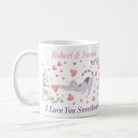 Cute Personalized Cat Valentine Giff Kaffeetasse (Links)
