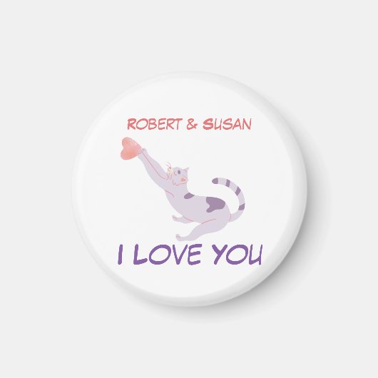 Cute Personalized Cat Valentine I Love You Magnet (Vorne)
