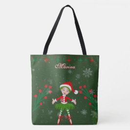 Cute Personalized Christmas Elf Girl Ballet Tasche