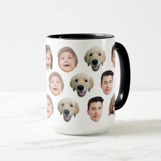 Cute Personalized Family Face 5 Photos Tasse