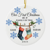 Cute Personalized Family of Two Christmas Stocking Keramik Ornament (Vorne)