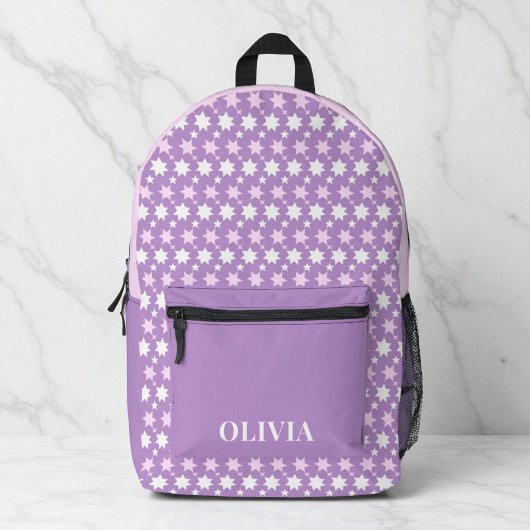 Cute Personalized Girls Purple Pink Stars Kids Bedruckter Rucksack