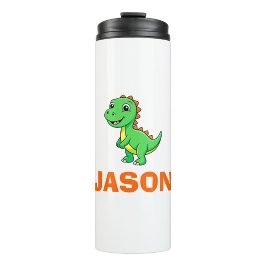 Cute Personalized Kids Name Dinosaur Thermosbecher (Vorderseite)