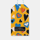 Cute Personalized Mustard Hearts Pattern Geschenkanhänger (Rückseite)