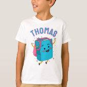 Cute Personalized Name Backpack Character Kids T-Shirt (Vorderseite)