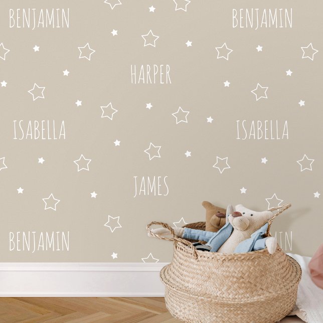 Cute personalized Name Star Beige Kids Nursery Tapete (Von Creator hochgeladen)