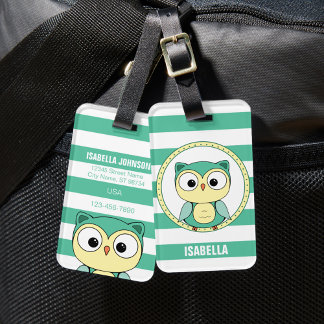 Cute Personalized owl Luggage Tag Gepäckanhänger