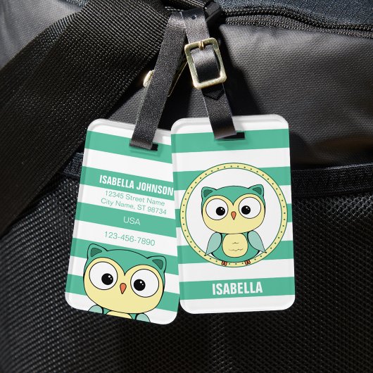Cute Personalized owl Luggage Tag Gepäckanhänger