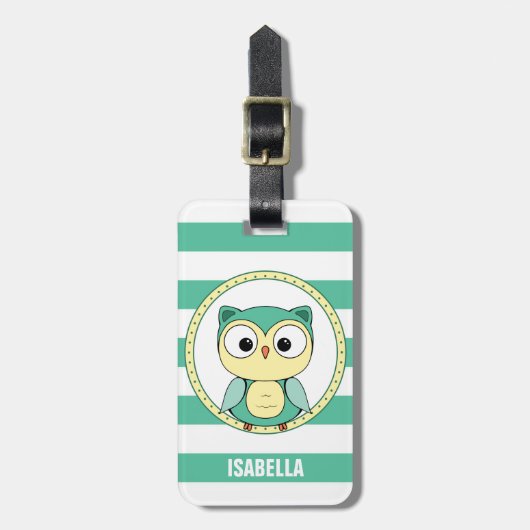 Cute Personalized owl Luggage Tag Gepäckanhänger (Vorderseite vertikal)